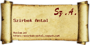 Szirbek Antal névjegykártya